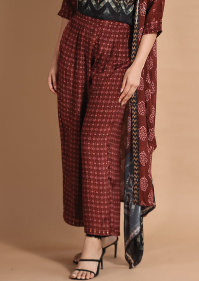 Black & Maroon Muslin Fusion/Indo-Western