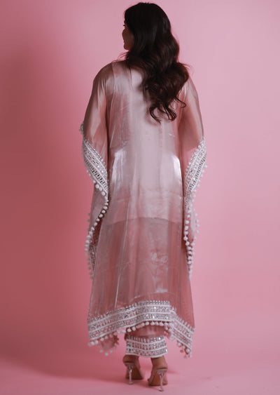 Onion Pink Organza Fusion Indo-Western