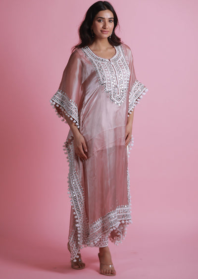 Onion Pink Organza Fusion Indo-Western