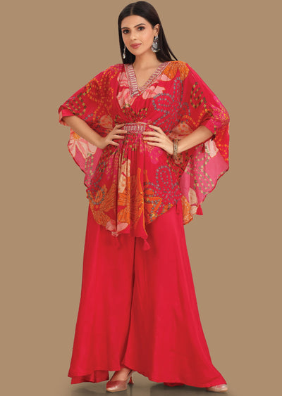 Rani Pink Crepe Fusion Indo-Western