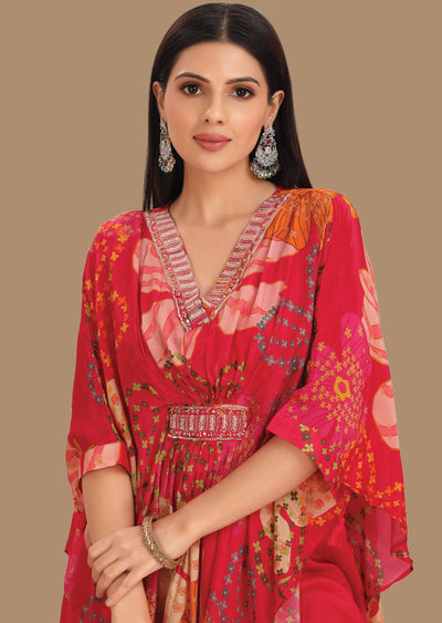 Rani Pink Crepe Fusion Indo-Western