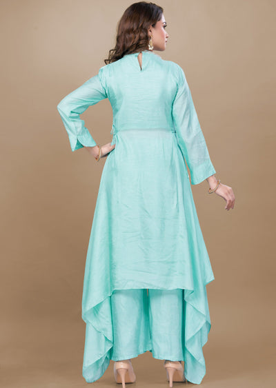 Light Sea Green Silk Fusion Palazzo Set