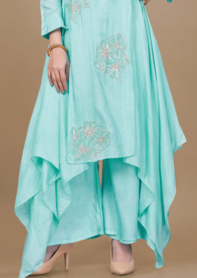 Light Sea Green Silk Fusion Palazzo Set