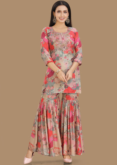 Multi Color Muslin Fusion Indo-Western