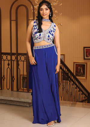 Ink Blue Soft Silk Palazzo Set