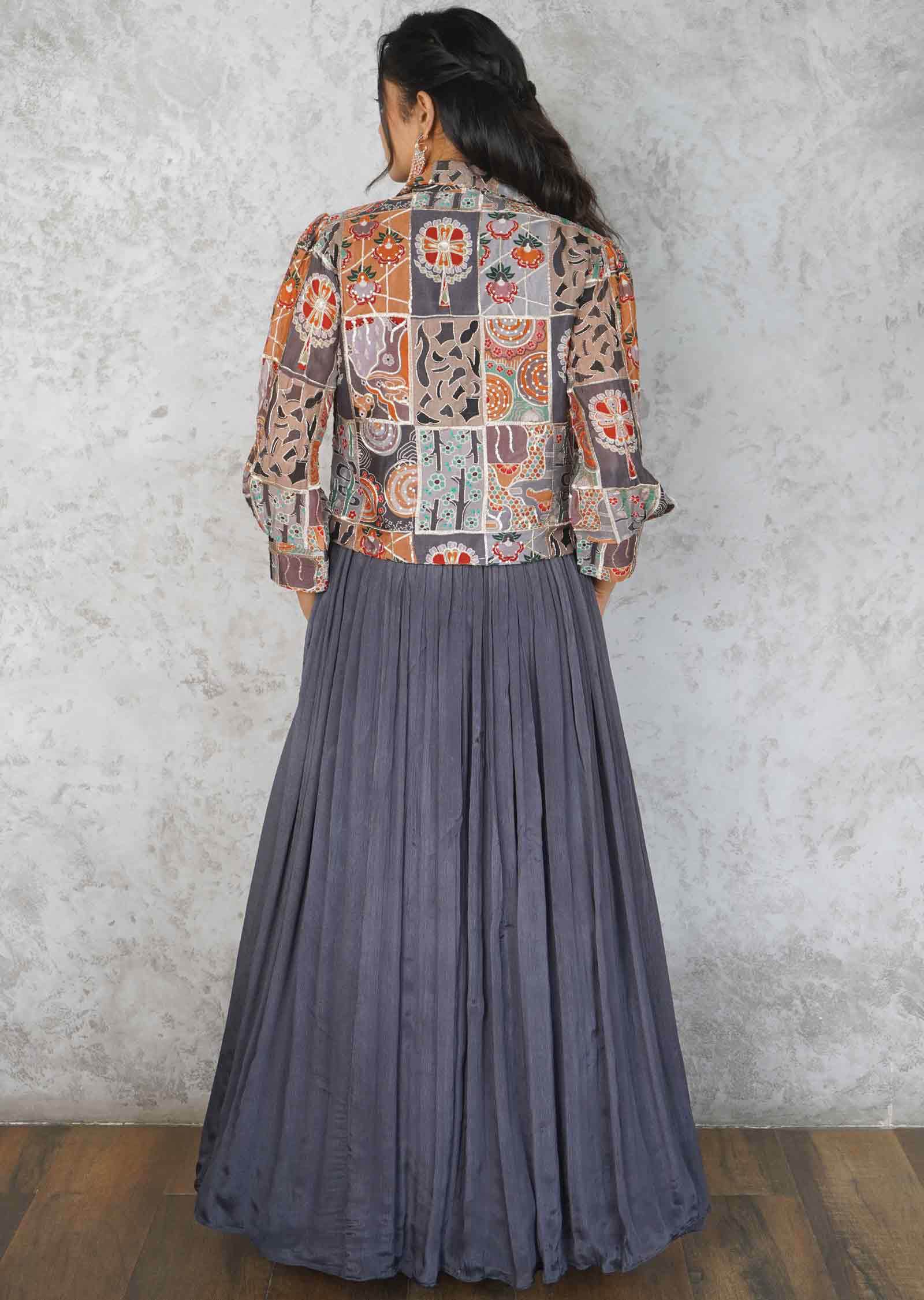 Grey & Multi Chinnon Embroidered Gowns