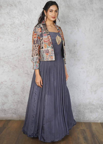 Grey & Multi Chinnon Embroidered Gowns