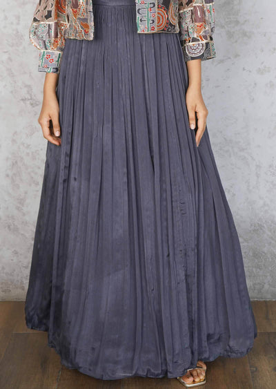 Grey & Multi Chinnon Embroidered Gowns