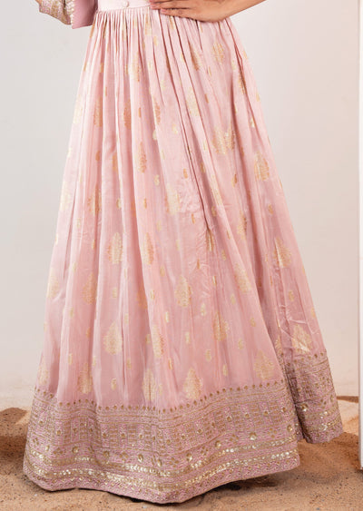 Dusty Pink Banaras Silk Gown