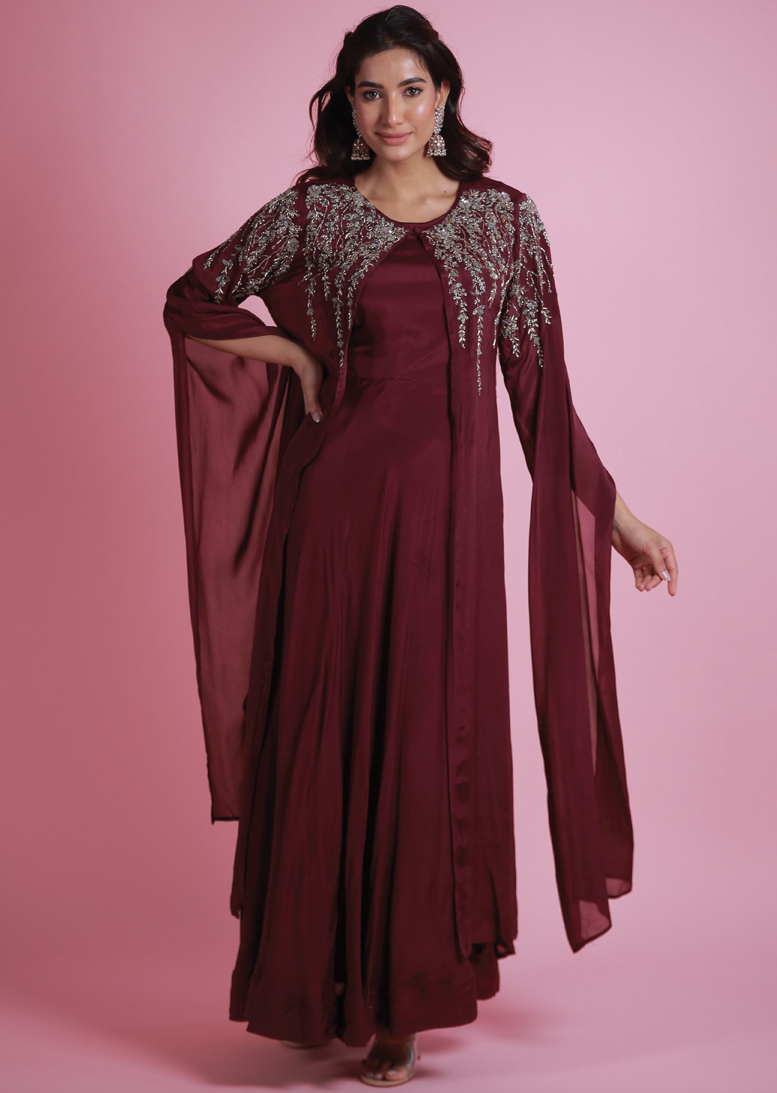 Wine Chinnon Gown 