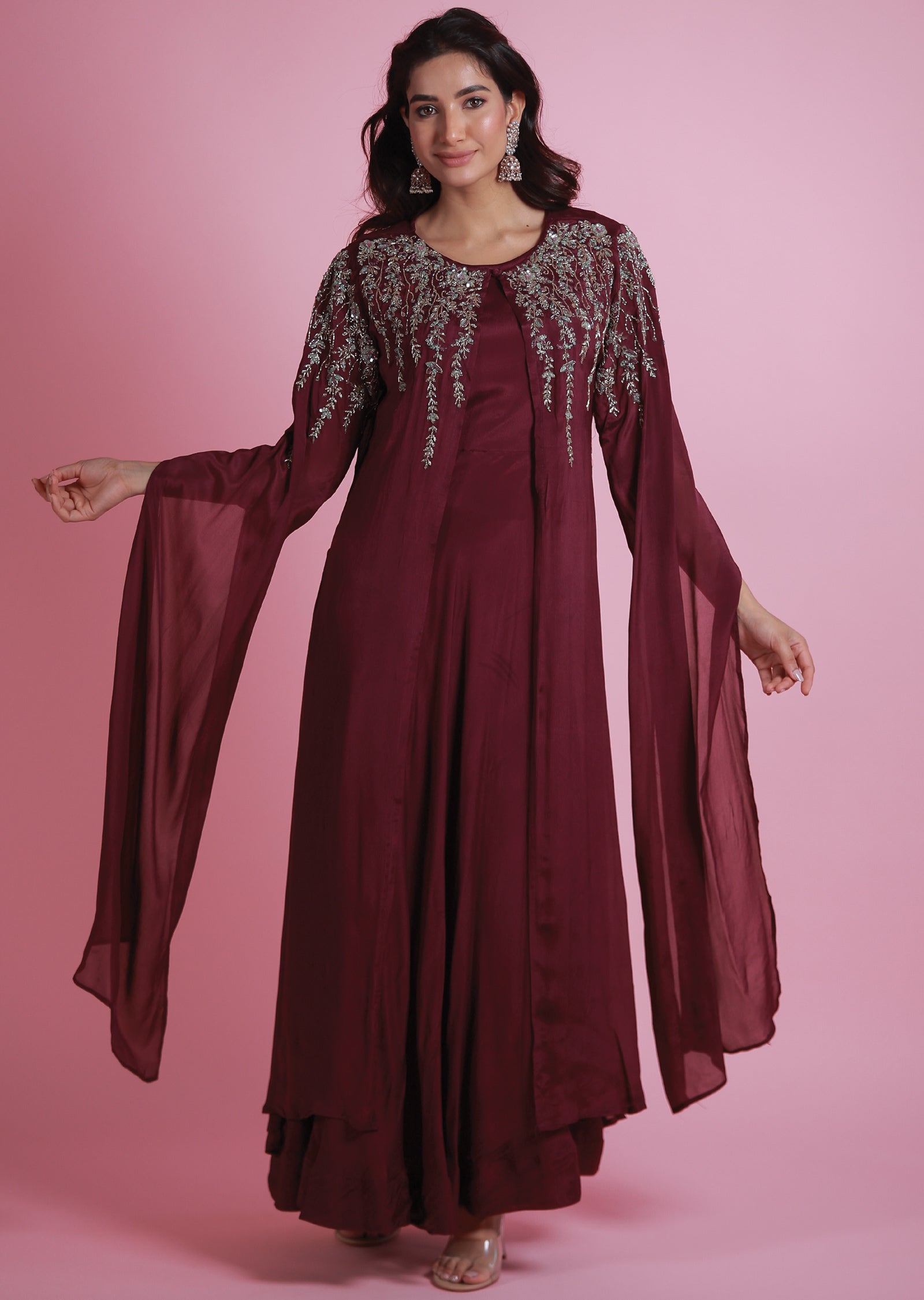 Wine Chinnon Gown 