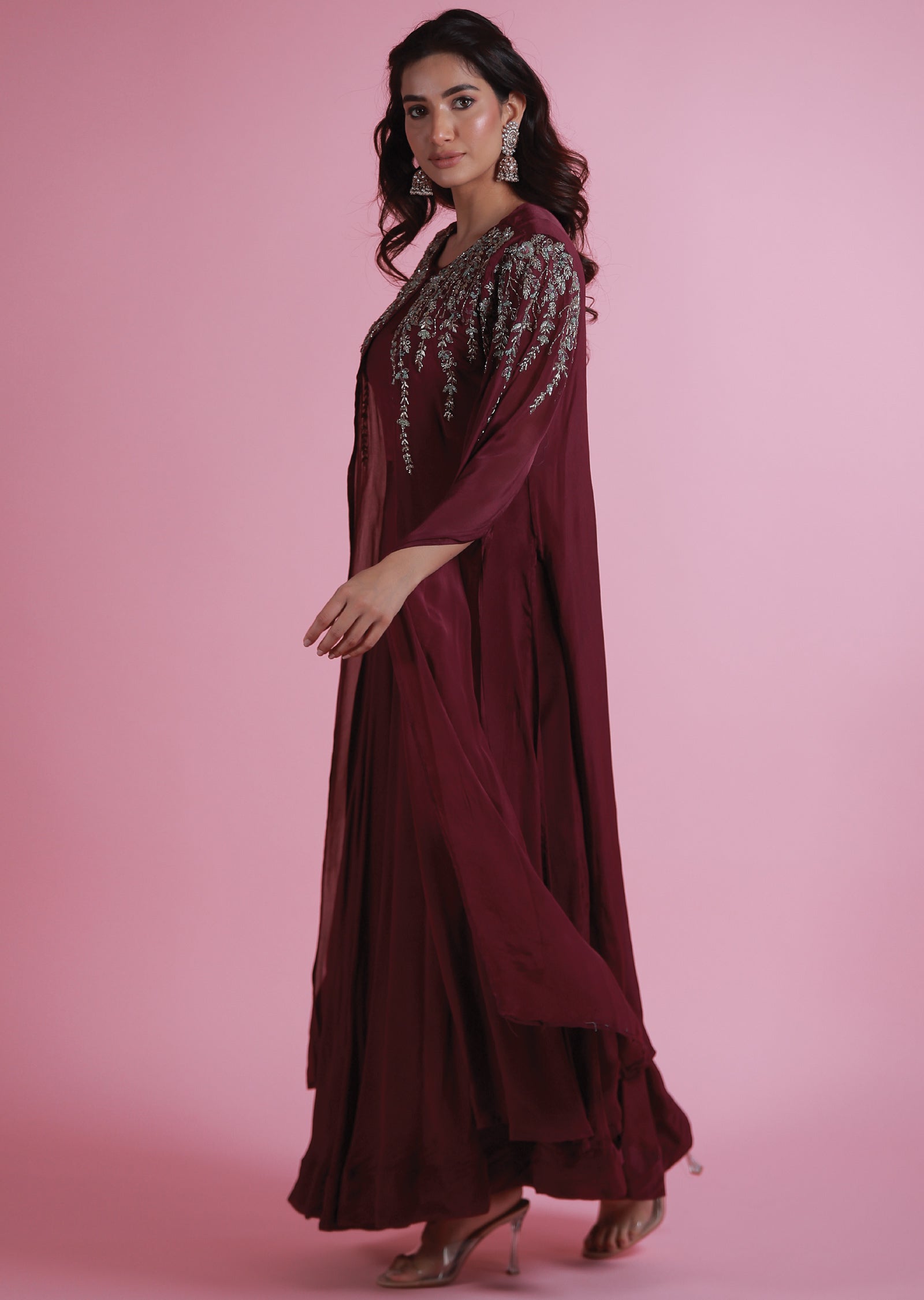 Wine Chinnon Gown 