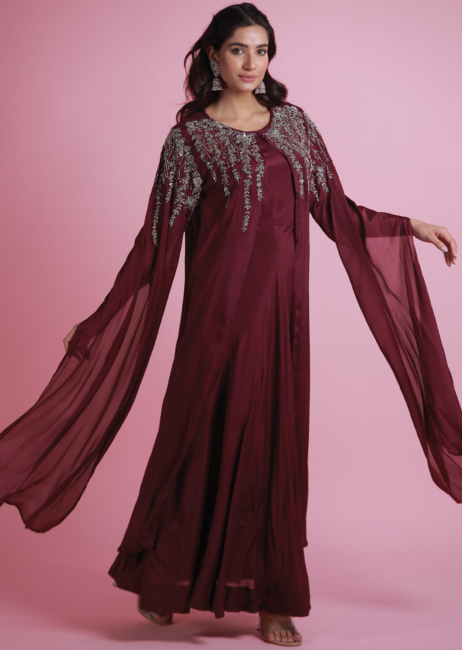 Wine Chinnon Gown 