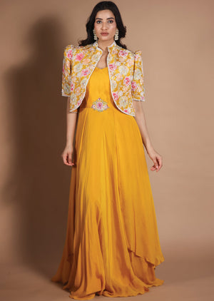 Yellow Chinnon Gown