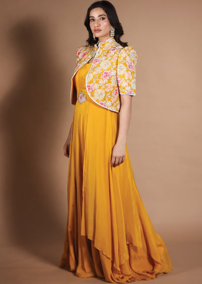 Yellow Chinnon Gown