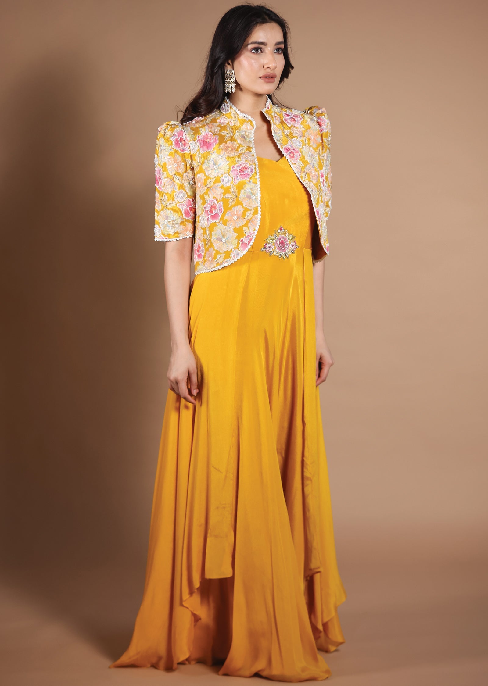 Yellow Chinnon Gown