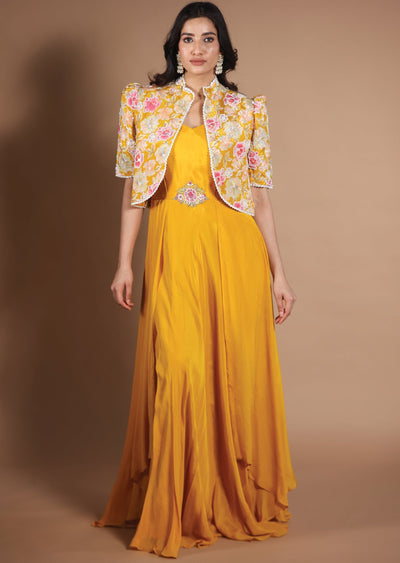 Yellow Chinnon Gown