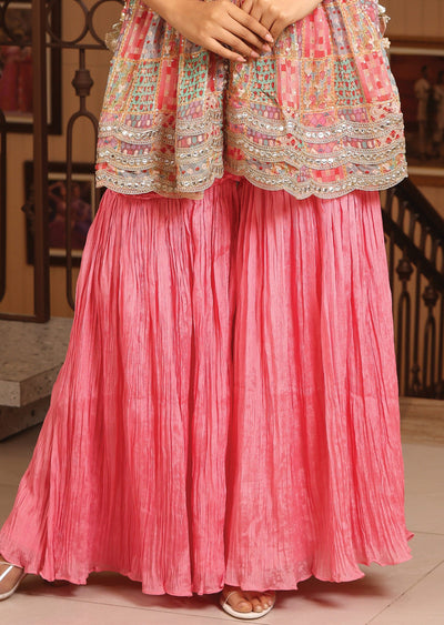 Pink Chinnon & Georgette Shararas Ghararas Set