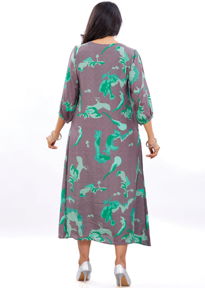 Mouse & Green Muslin Kurti Frock Style