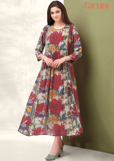 Multi Color Crepe Kurti Frock Style