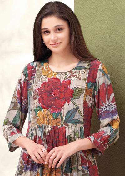 Multi Color Crepe Kurti Frock Style