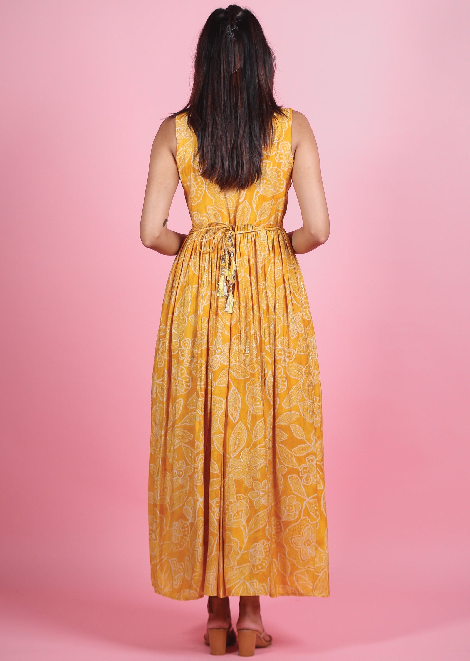 Yellow Muslin Kurti Frock Style