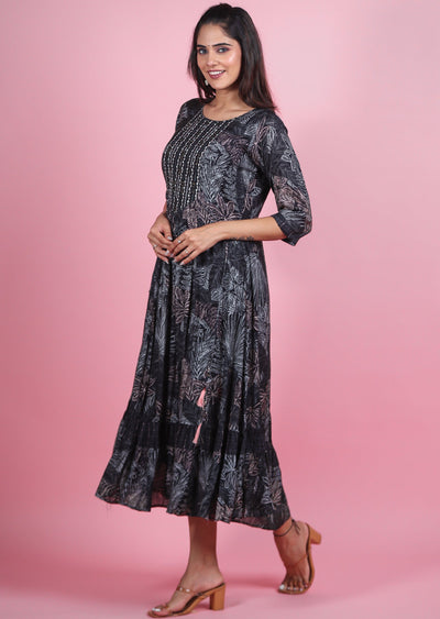 Black Muslin Kurti Frock Style