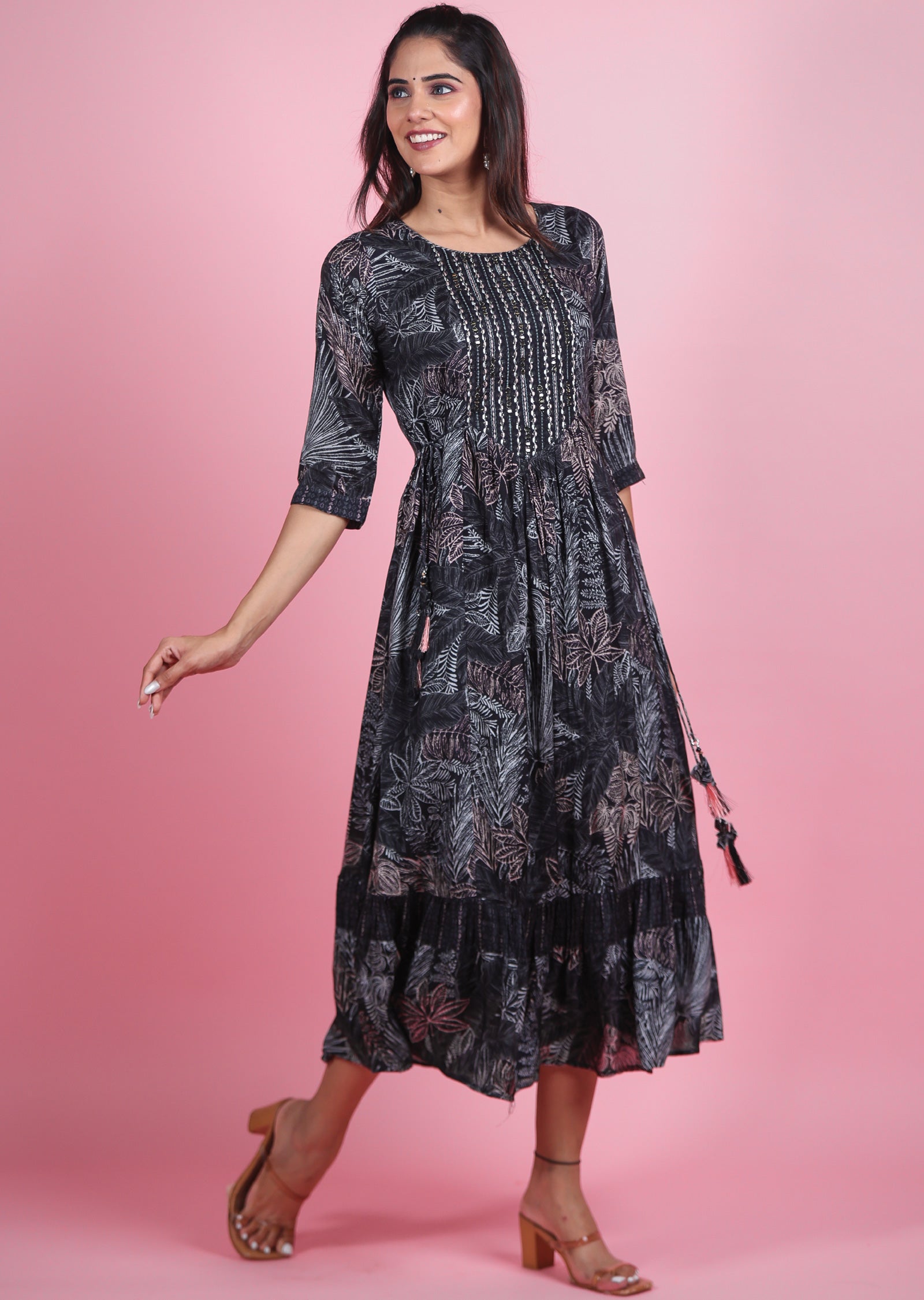 Black Muslin Kurti Frock Style