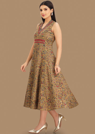 Light Mustard Cotton Kurti Frock Style