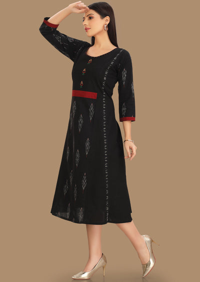 Black Cotton Kurti Frock Style