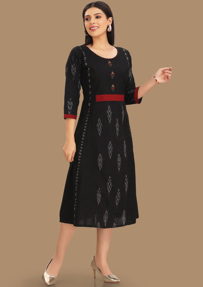 Black Cotton Kurti Frock Style