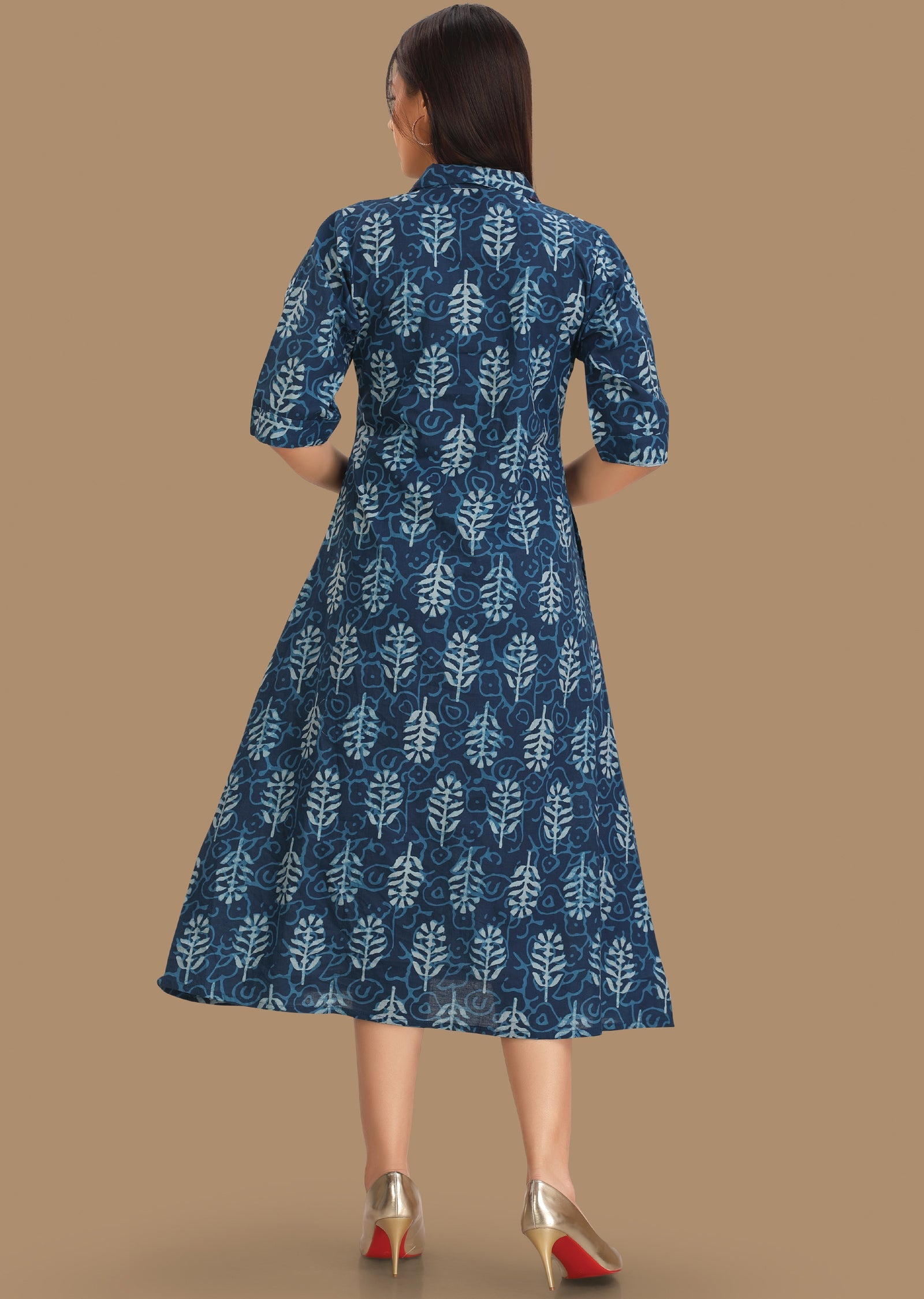 Indigo Blue Cotton Kurti Frock Style