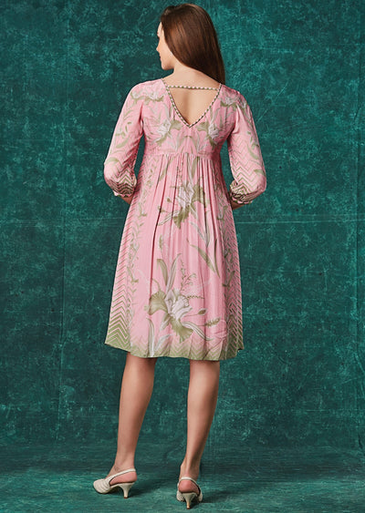 Baby Pink Crepe Kurti Frock Style