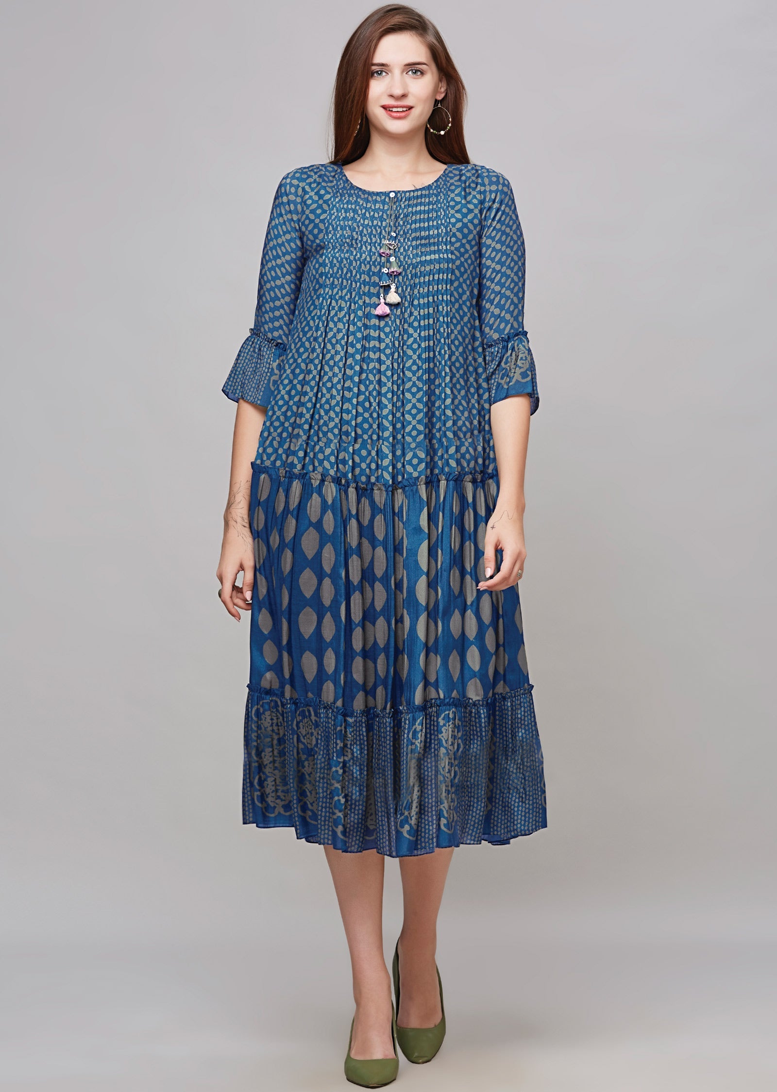 Blue Muslin Kurti Frock Style