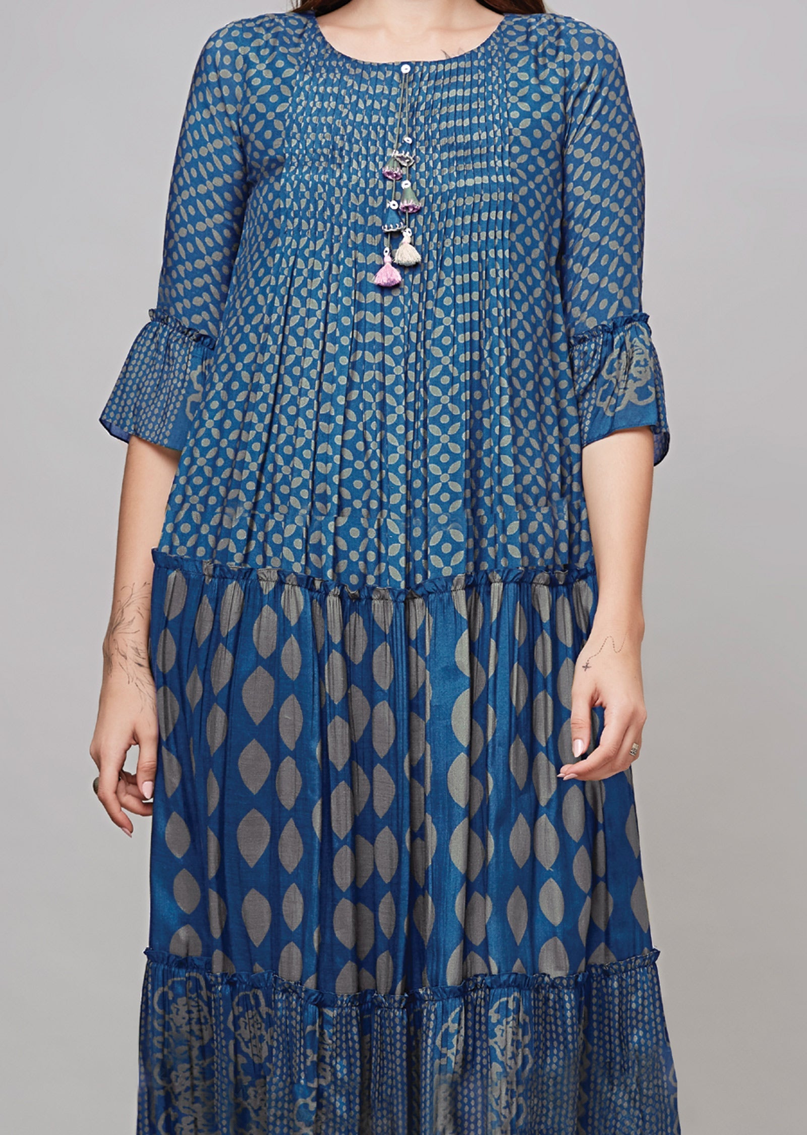 Blue Muslin Kurti Frock Style