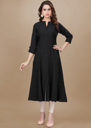 Black Soft Silk Kurti Frock Style