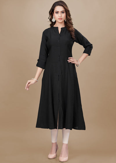 Black Soft Silk Kurti Frock Style