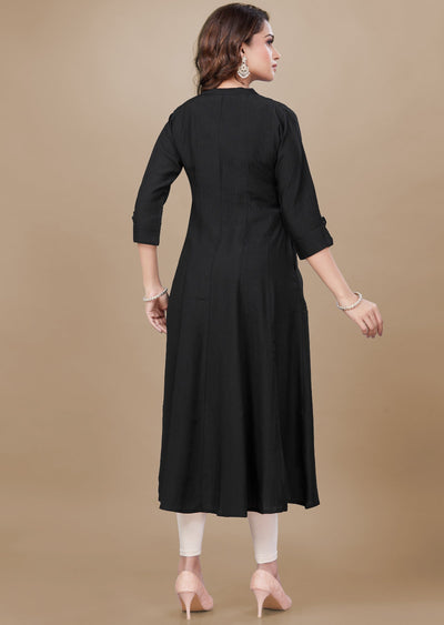 Black Soft Silk Kurti Frock Style