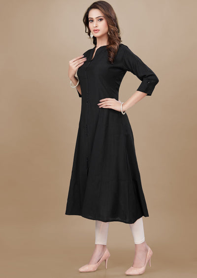 Black Soft Silk Kurti Frock Style