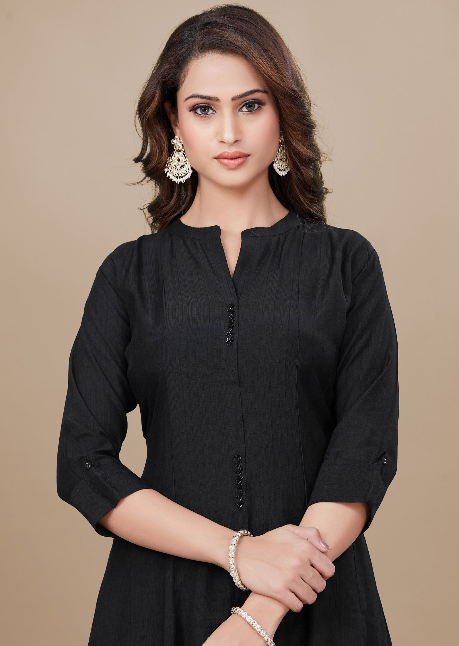 Black Soft Silk Kurti Frock Style