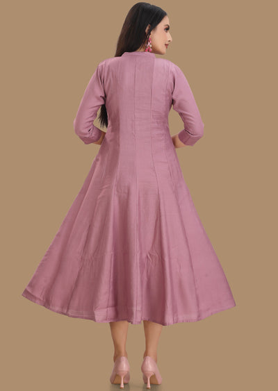 Onion Pink Soft Silk Kurti Frock Style