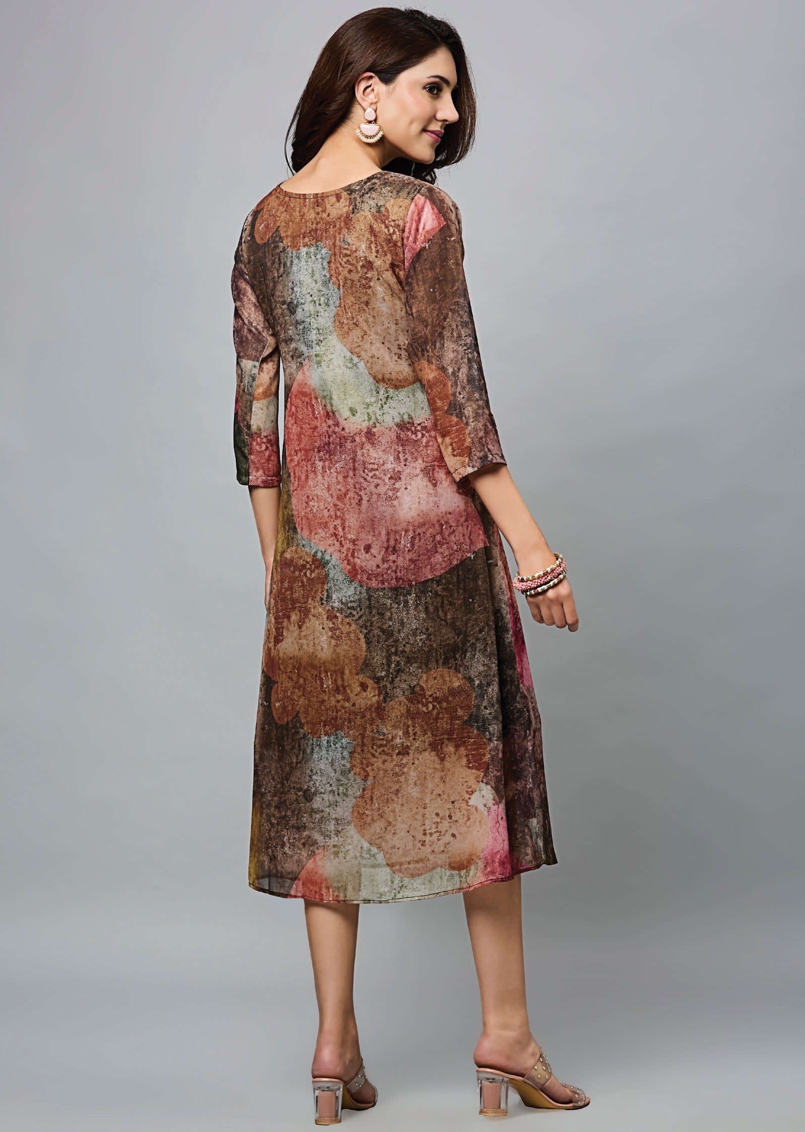 Multi Color Georgette Midi Dress