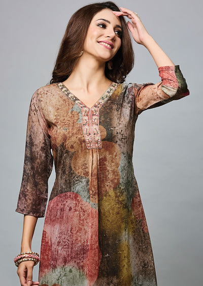 Multi Color Georgette Midi Dress