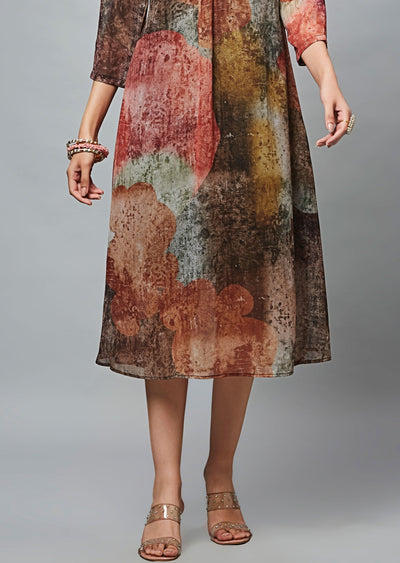 Multi Color Georgette Midi Dress