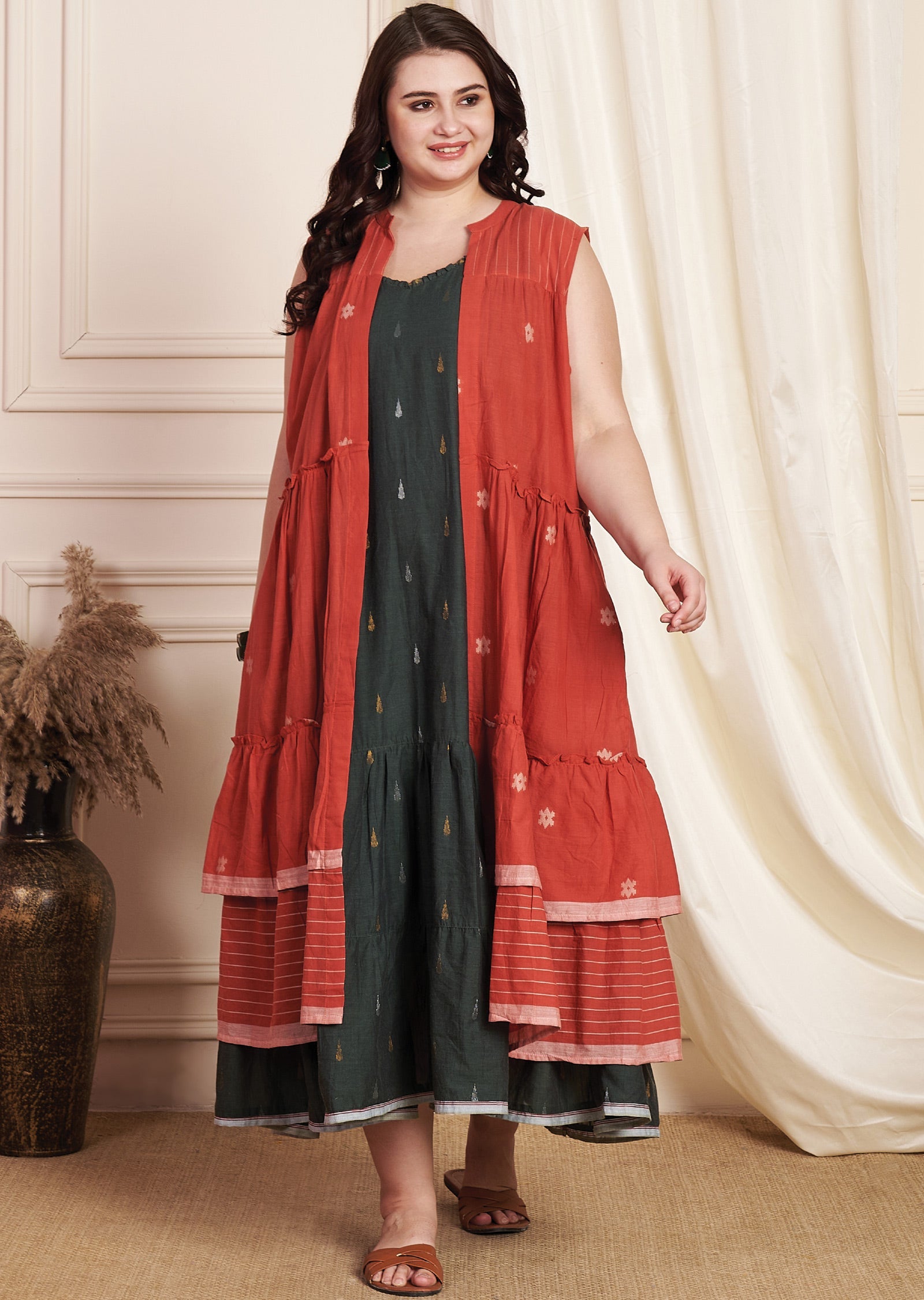 Dark Grey Cotton Midi Dress