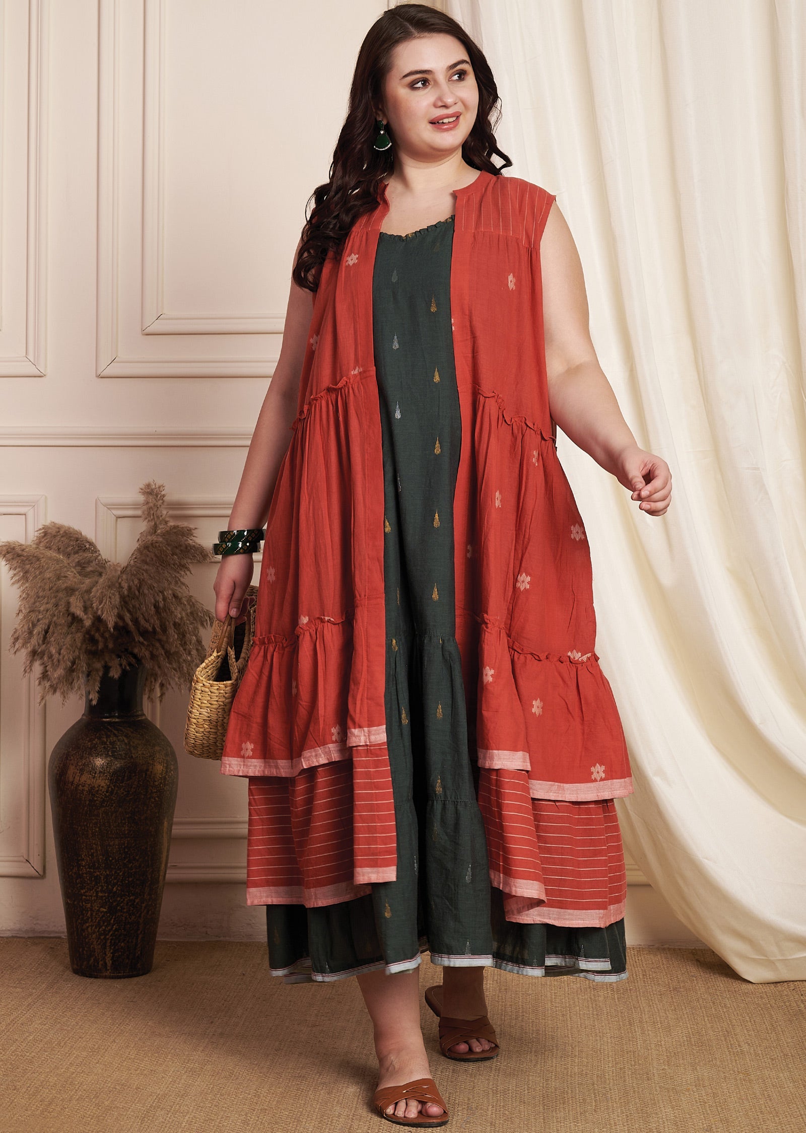 Dark Grey Cotton Midi Dress