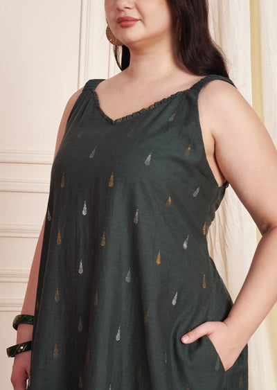 Dark Grey Cotton Midi Dress