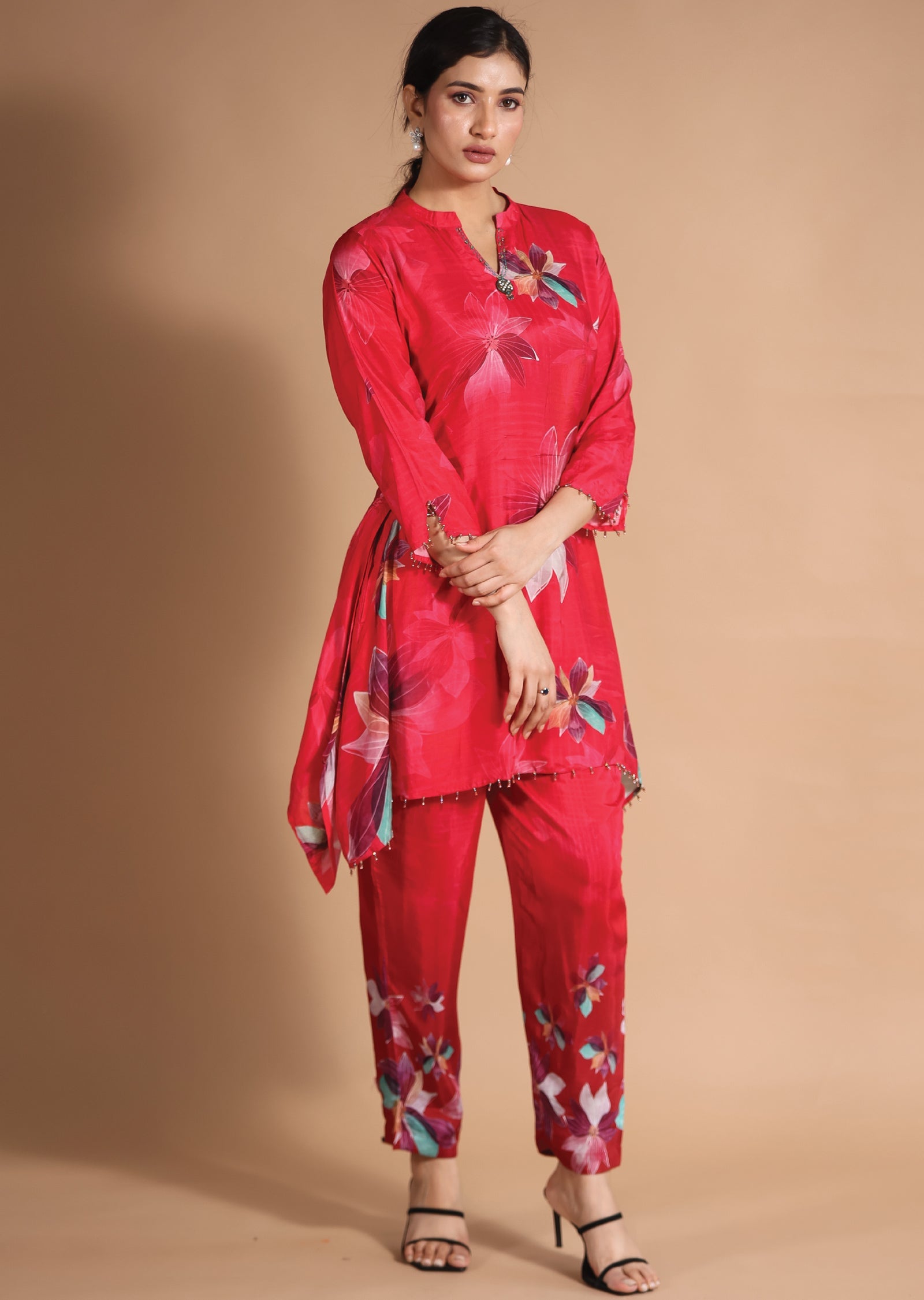 Red Muslin Co-Ord Set