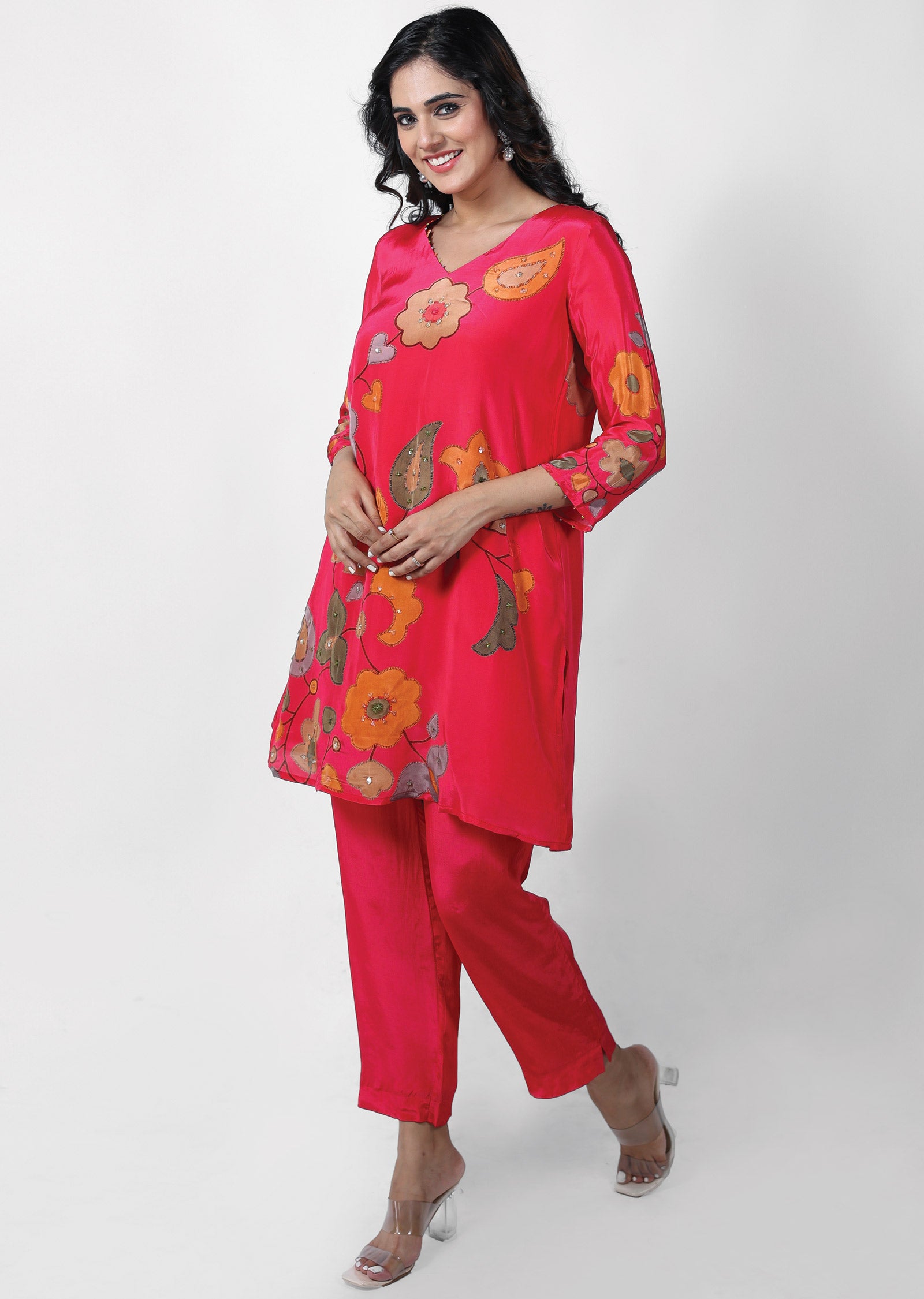 Rani Pink Crepe Kurti Sets