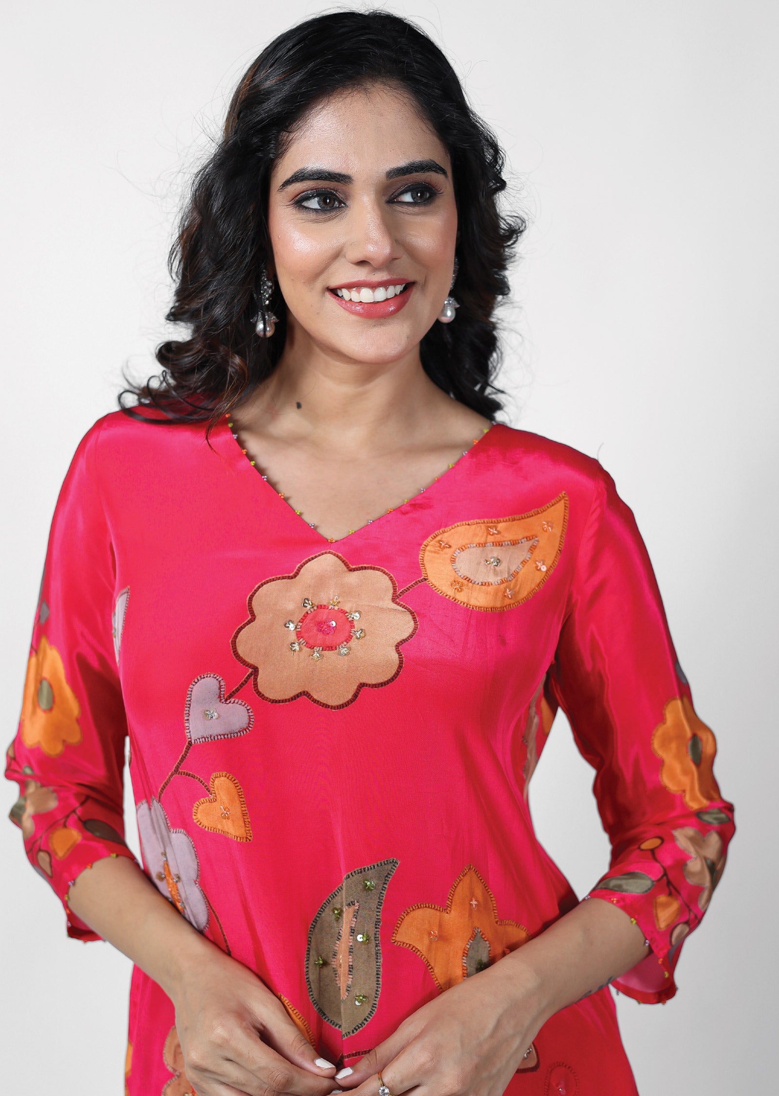 Rani Pink Crepe Kurti Sets